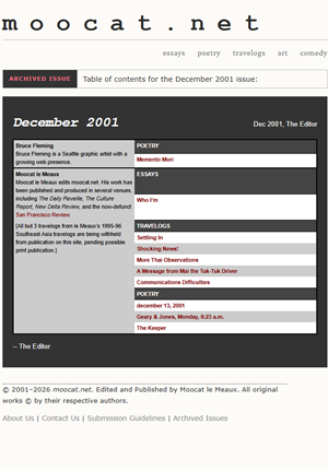 December 2001 issue cover